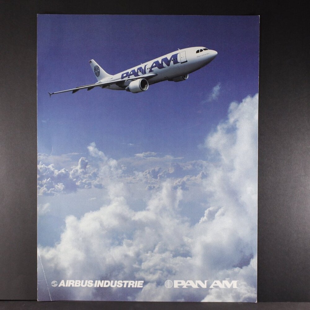 1980s Pan Am travel poster 15x19.5" Clipper Liberty Bell Boeing 747, vintage